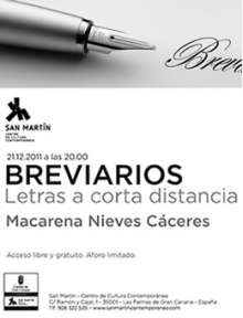 Macarena Nieves Cáceres cierra el ciclo 'Breviarios. Letras a corta distancia' en este 2011